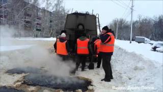 Зимний ремонт дороги в Липецке