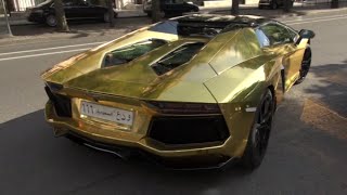 На улицах Парижа был замечен золотой Lamborghini Aventador за 6.000.000$